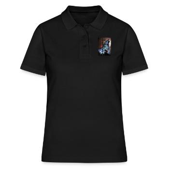 Erlebe die Schönheit des Nachthimmels mit Wölfen - Frauen Polo Shirt - Schwarz - Vorne - Ailine (174cm)