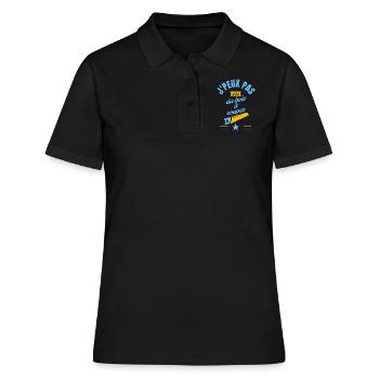 J peux pas j ai du bois à couper bleu jaune - Polo Femme - noir - Devant - Ailine (174cm)