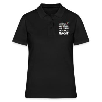 Karneval, Karneval, wir feiern d... - Frauen Polo Shirt - Schwarz - Vorne - Ailine (174cm)