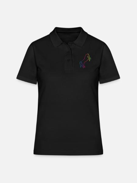Cheval aux couleurs arc-en-ciel - Polo Femme - noir