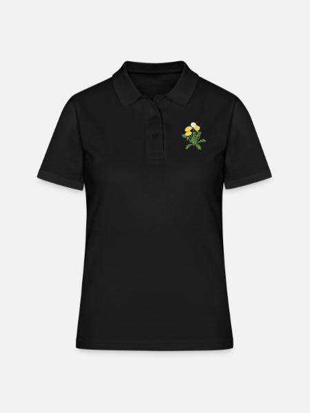 Illustration botanique du pissenlit jaune - Polo Femme - noir