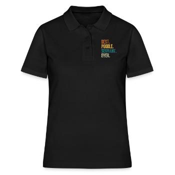 Bester Pudelhund Diener aller Zeiten Distressed Retro Font - Frauen Polo Shirt - Schwarz - Vorne - Ailine (174cm)