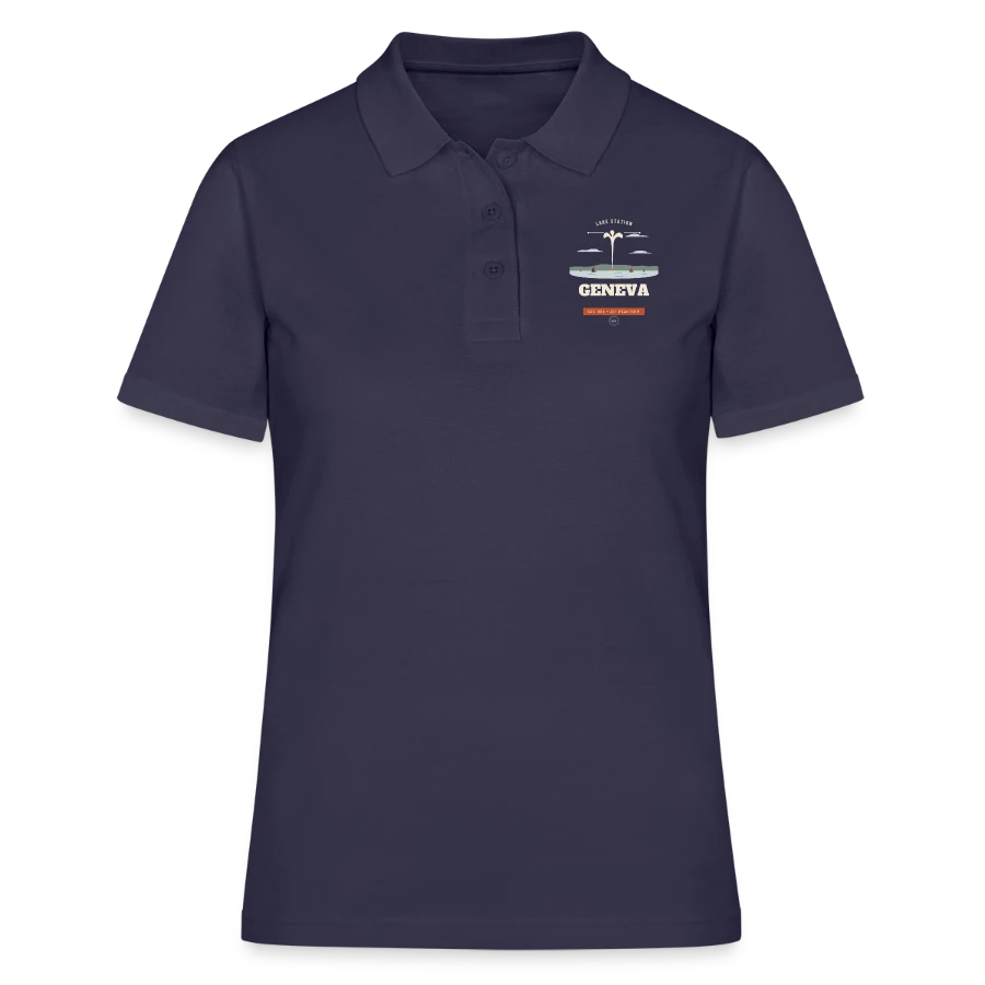 Geneva badge on a women's polo shirt, navy