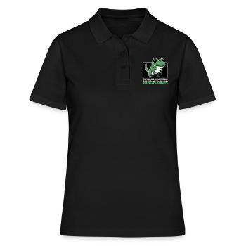 WINZIGE ARME, GROSSE HALTUNG - FROGASAURUS - Frauen Polo Shirt - Schwarz - Vorne - Ailine (174cm)