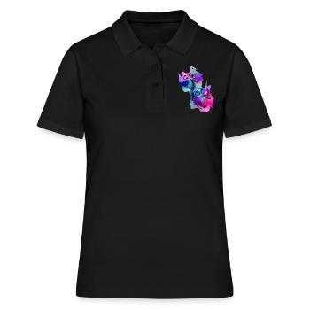 Bunte Hunde Pfoten - Frauen Polo Shirt - Schwarz - Vorne - Ailine (174cm)