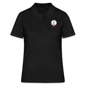 paris eiffelturm scribble love fasion trip tourist - Frauen Polo Shirt - Schwarz - Vorne - Ailine (174cm)