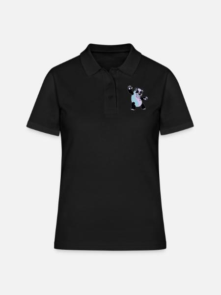 Panda Kiss - Polo Femme - noir