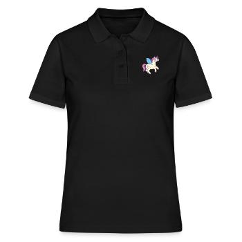 Einhorn für Mädchen - Frauen Polo Shirt - Schwarz - Vorne - Ailine (174cm)