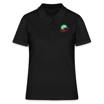im Weltraum – Von inspiriertes Design - Frauen Polo Shirt - Schwarz - Vorne - Ailine (174cm)