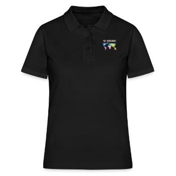 Weltkarte Globus - Frauen Polo Shirt - Schwarz - Vorne - Ailine (174cm)