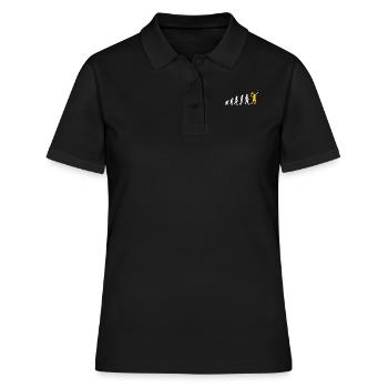 Evolution d'un homme des cavernes à un joueur de tennis - Polo Femme - noir - Devant - Ailine (174cm)