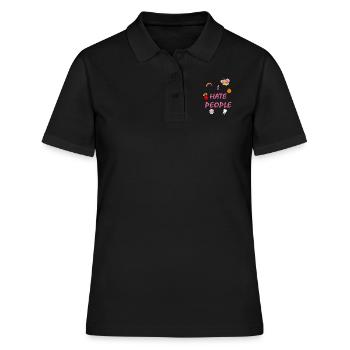 I hate people - Frauen Polo Shirt - Schwarz - Vorne - Ailine (174cm)