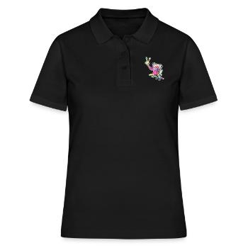 Frosch Laubfrosch - Frauen Polo Shirt - Schwarz - Vorne - Ailine (174cm)