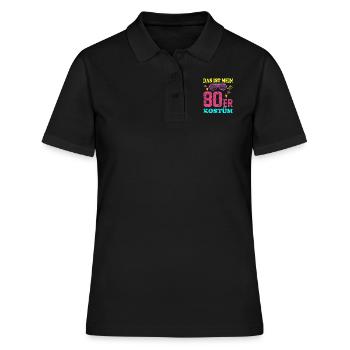 80er Jahre - Frauen Polo Shirt - Schwarz - Vorne - Ailine (174cm)