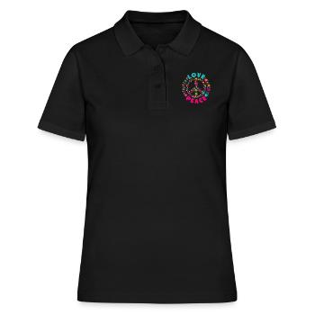Chemise Hippi Love Peace Motif Hippie Flower Power - Polo Femme - noir - Devant - Ailine (174cm)