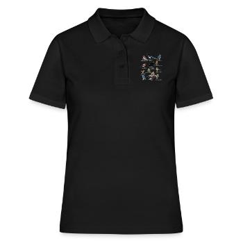 Gartenvögel Vogel Zeichnung Amsel Blaumeise Gimpel - Frauen Polo Shirt - Schwarz - Vorne - Ailine (174cm)