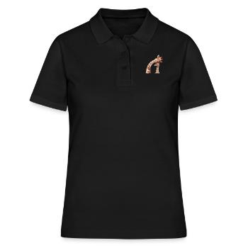 Mère et bébé animaux aquarelle girafe maman - Polo Femme - noir - Devant - Ailine (174cm)