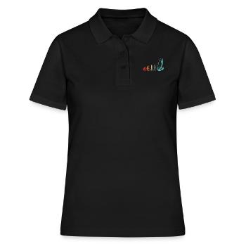 Windsurfer Retro Surfer Windsurfen Evolution - Frauen Polo Shirt - Schwarz - Vorne - Ailine (174cm)