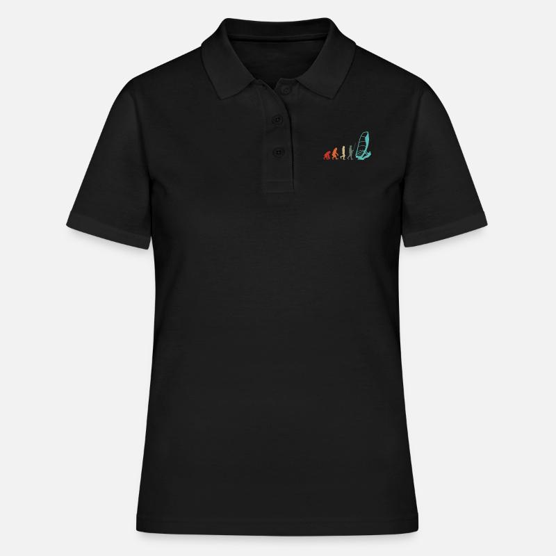 Windsurfer Retro Surfer Windsurfing Evolution - Polo Femme - noir