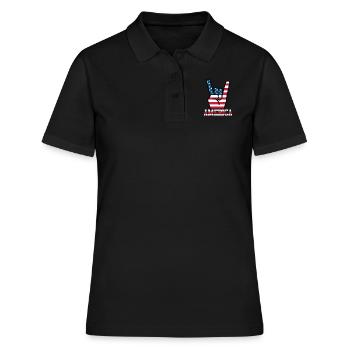 America USA Flagge Fahne Rocker Handzeichen - Frauen Polo Shirt - Schwarz - Vorne - Ailine (174cm)