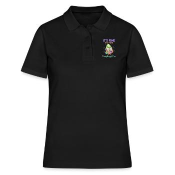 Kaffee Eule It's Fine I'am Fine Everthing's Fine - Frauen Polo Shirt - Schwarz - Vorne - Ailine (174cm)