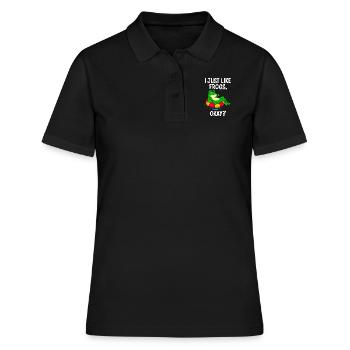 J’aime juste les grenouilles, d’accord? Ventilateur de grenouille - Polo Femme - noir - Devant - Ailine (174cm)