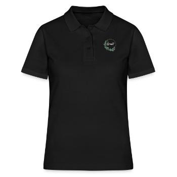 Braut I Blumenkranz Hochzeit Boho Stil Eukalyptus - Frauen Polo Shirt - Schwarz - Vorne - Ailine (174cm)