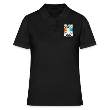 Dad Level unlocked werdender Vater 2023 - Frauen Polo Shirt - Schwarz - Vorne - Ailine (174cm)