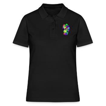 Cueillette de champignons colorées Party - Polo Femme - noir - Devant - Ailine (174cm)