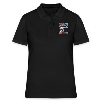 Attention Level 2 Unlocked Birthday - Women's Polo Shirt - black - Front - Ailine (174cm)