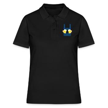 Fake Hosenträger Lederhosen Bayern Bier Trachten - Frauen Polo Shirt - Schwarz - Vorne - Ailine (174cm)