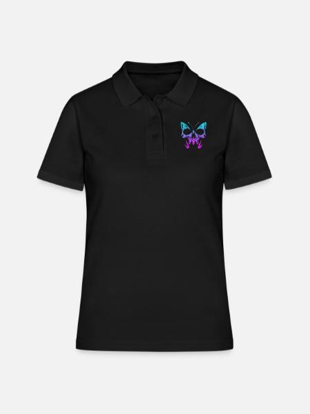 Squelette d’os du crâne de papillon gothique - Polo Femme - noir