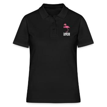 Drôles de graphismes flamants roses - Polo Femme - noir - Devant - Ailine (174cm)