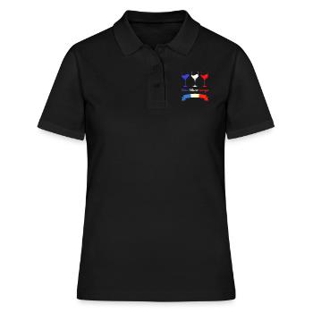 Verres de Vin Français bleu blanc et rouge - Polo Femme - noir - Devant - Ailine (174cm)