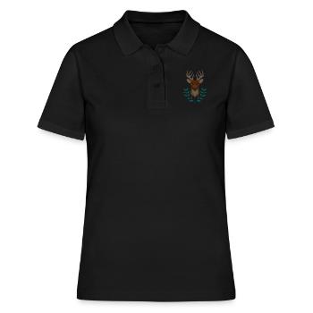 Rothirsch Geweih mit Hirschgeweih - Frauen Polo Shirt - Schwarz - Vorne - Ailine (174cm)