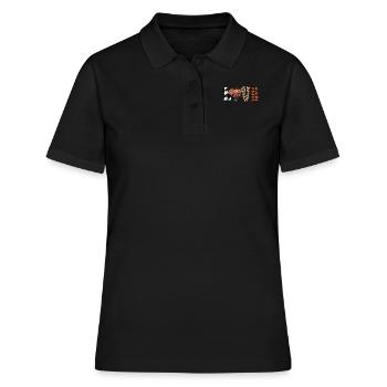 Liebe Truthahn Urlaub Glas Wein Leopard Styling - Frauen Polo Shirt - Schwarz - Vorne - Ailine (174cm)