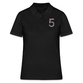 Birthday design for 5 year old children with - Women's Polo Shirt - black - Front - Ailine (174cm)
