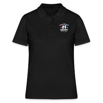 Papa Rose ou Bleu T’aime Père Sexe - Polo Femme - noir - Devant - Ailine (174cm)