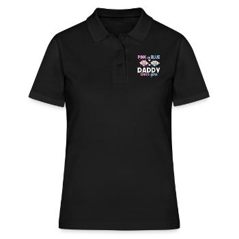 Papa Rose ou Bleu T’aime Père Sexe - Polo Femme - noir - Devant - Ailine (174cm)