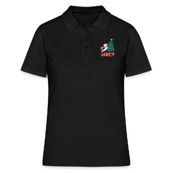 What? Lustige Katze Tannenbaum Kätzchen - Frauen Polo Shirt - Schwarz - Vorne - Ailine (174cm)