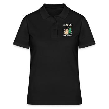 Meowy Christmas Katzen Weihnacht - Frauen Polo Shirt - Schwarz - Vorne - Ailine (174cm)