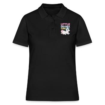 Little Drama Queen Einhorn Zicke Spruch - Frauen Polo Shirt - Schwarz - Vorne - Ailine (174cm)