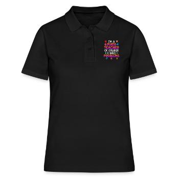Bien sûr que j’ai des problèmes je suis professeur de maths - Polo Femme - noir - Devant - Ailine (174cm)
