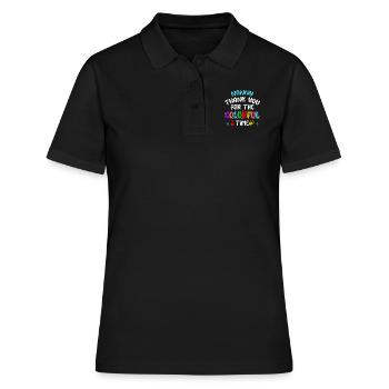 Merci beaucoup pour le temps coloré Merci assistante maternelle - Polo Femme - noir - Devant - Ailine (174cm)