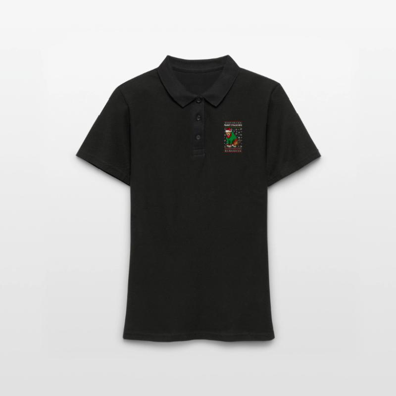 Léopard avec pull de Noël moche Polo Femme