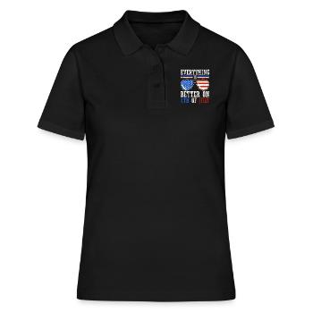 Alles Ist Besser Am 4. Juli, Dem - Frauen Polo Shirt - Schwarz - Vorne - Ailine (174cm)