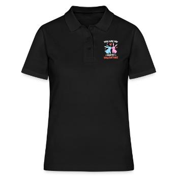 Hoppel Hase Ich liebe meinen Hasen Valentinstag - Frauen Polo Shirt - Schwarz - Vorne - Ailine (174cm)