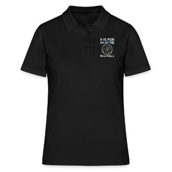 V steht für Volleyball Volleyballer - Frauen Polo Shirt - Schwarz - Vorne - Ailine (174cm)