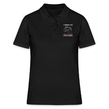 V steht für Video Games nicht Valentinstag - Frauen Polo Shirt - Schwarz - Vorne - Ailine (174cm)