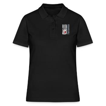 Pole Volting American Flag Upside Down Funny Pole - Frauen Polo Shirt - Schwarz - Vorne - Ailine (174cm)